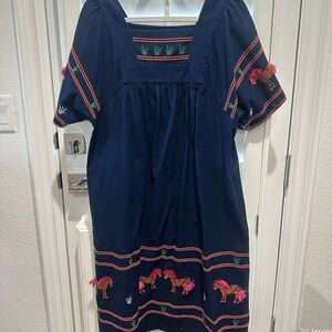 Frances Valentine linen navy midi dress size L